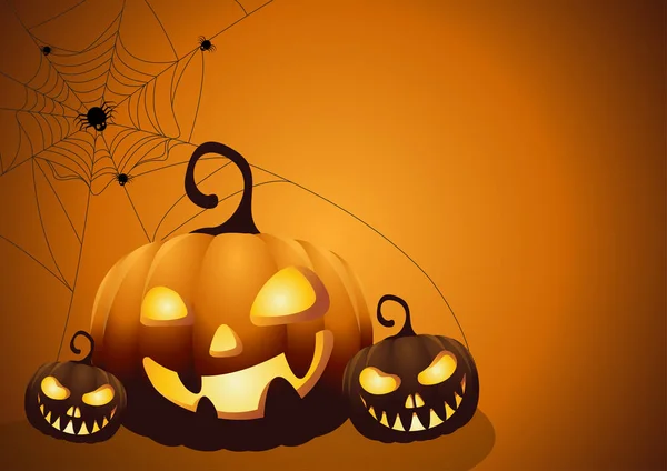 Fondo de noche de Halloween con calabaza. Ilustración vectorial . — Vector de stock