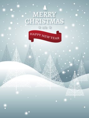 Noel ağacı manzara ile Noel ve yeni yıl arka plan