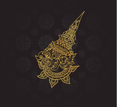 Garuda karakterini Ramayana, arka plan Tay sanat tasarlamak vektör