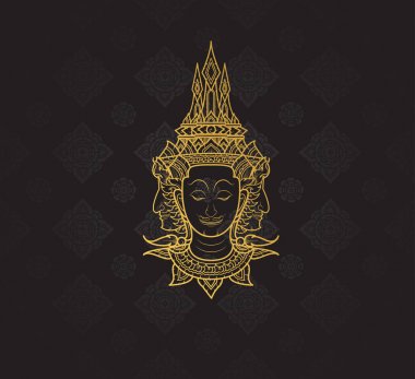 Buda karakterini Ramayana, arka plan Tay sanat tasarlamak vektör