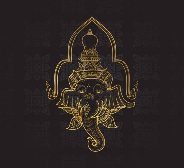 Ganesha karakterini Ramayana, arka plan Tay sanat tasarlamak vektör