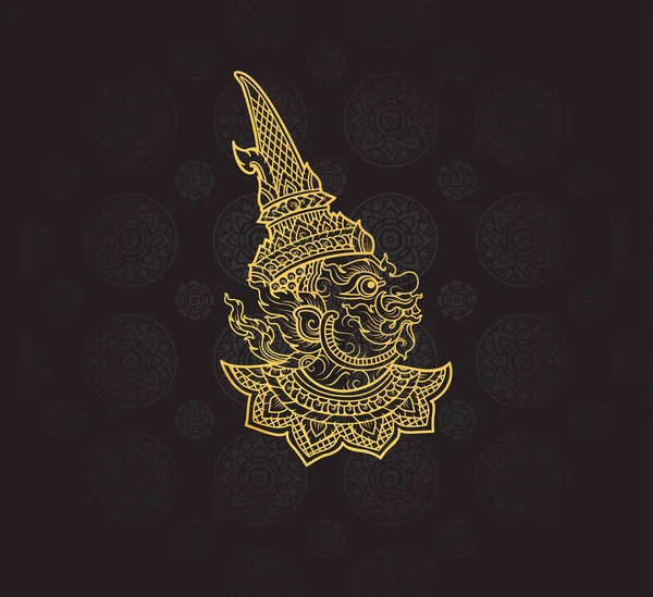 Riesige Zeichen von ramayana, thailändische Kunst Hintergrund Muster Vektor — Stockvektor