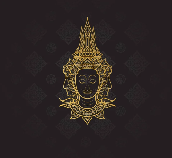 Buddha caracteres de Ramayana, tailandés arte fondo patrón vector — Vector de stock