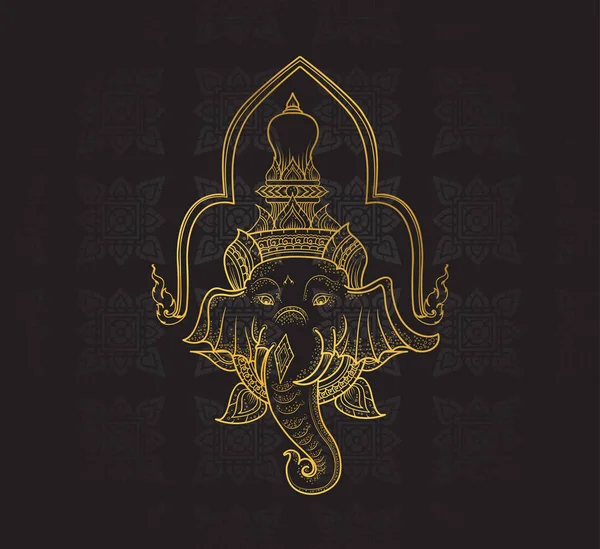 Personajes Ganesha de Ramayana, Thai Art Vector de patrón de fondo — Vector de stock