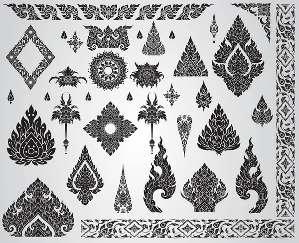 Küme, Tay Sanat öğesi, dekoratif motifler. Etnik sanat, simge vektör