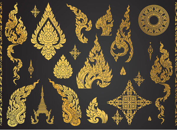 Set of Thai art element, Decorative motifs. Ethnic Art, icon vector