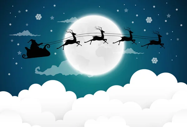 Navidad y Año Nuevo fondo con Santa Claus en sky.vector — Vector de stock