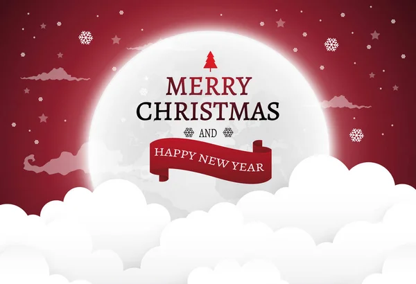 Natal e Ano Novo fundo com nuvem em sky.vector —  Vetores de Stock