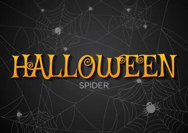 tebrik kartı Halloween geceler örümcekler arka plan web. Vektör çizim.