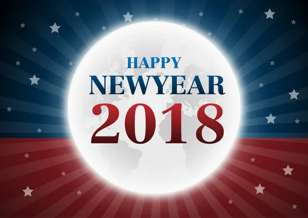 Festa Feliz ano novo 2018 no fundo da lua cheia, ilustração vetorial . — Vetor de Stock