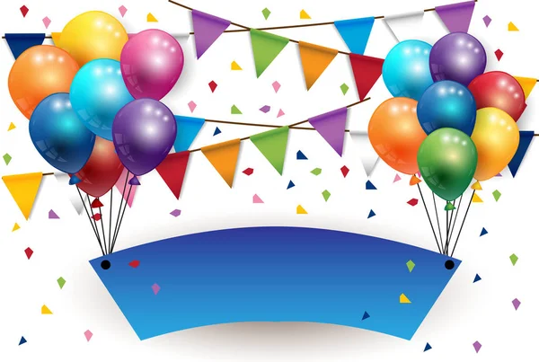 Parti mutlu yeni yıl işareti ile balon ve bayrak arka plan vektör 
