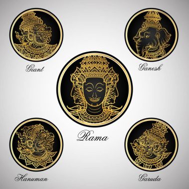 Head set characters of Ramayana vector clipart