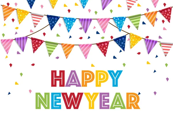 Parti happy new year ve doğum günü bayrakları arka plan vektör 