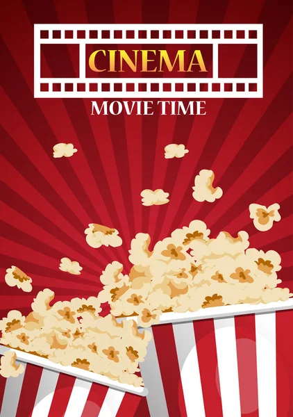 Affiche de cinéma. Bannière vectorielle pour spectacle avec pop-corn — Image vectorielle