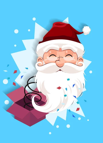 Santa claus en la caja de juguete, fondo de temporada de invierno. vector — Vector de stock