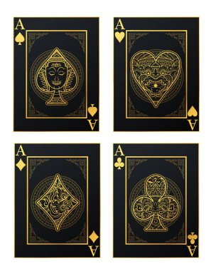 Tay geleneği oyun kağıdı ve Dekoratif süsleme ile simge vektör kümesi