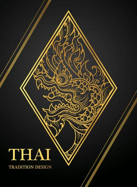 Dragon Thai élément d'art Design traditionnel or pour cartes de vœux, cover.vector — Image vectorielle