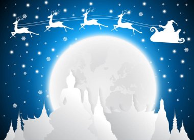 Noel ve tapınak Tayland yerler ve yapısı, dolunay, Noel Baba'ya seyahat cazibe ve arka plan