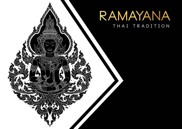 "Рамаяна" тайський традиція мистецтва карт і cover.vector — стоковий вектор