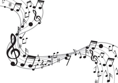 Arka plan ile altın rengi müzik notlar. Vektör