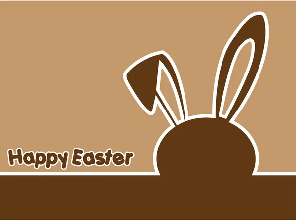 Tarjeta de felicitación feliz Pascua con conejo, conejo y huevos — Vector de stock
