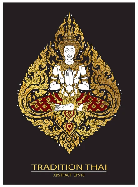 Täcka tradition thai Buddha Smyckesset — Stock vektor