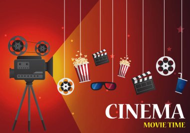 Film sinema poster tasarımı. Vektör şablon banner ile göstermek için