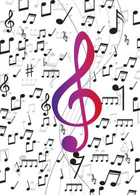 Arka arka plan müzik notlar. Vektör çizim