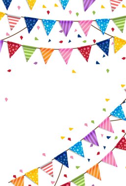 Parti happy new year ve doğum günü bayrakları arka plan vektör 