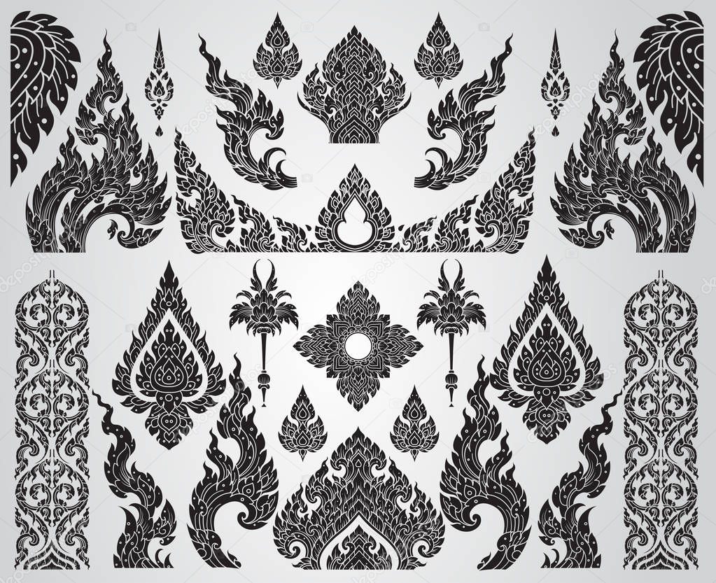 Set of Thai art element, Decorative motifs. Ethnic Art, icon vector