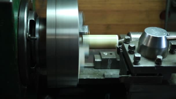 Milling detail on metal cutting machine tool — Stock Video