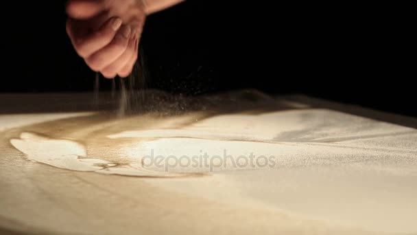 Animación de arena. Manos de niña pintando en la arena — Vídeos de Stock