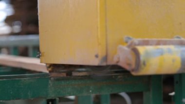 Modern kereste fabrikası günlükleriyle panolardan testere ile kesme.