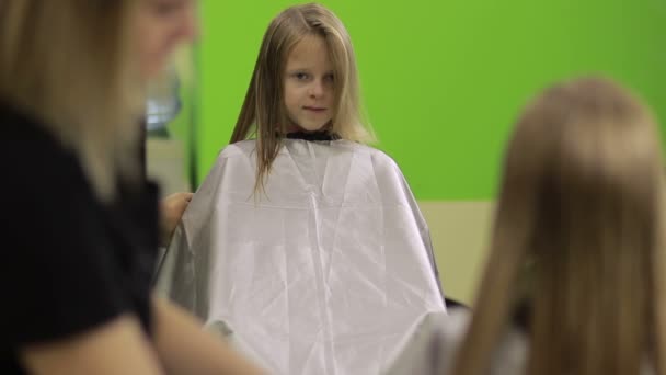 Профессиональный парикмахер делает стильную стрижку — стоковое видео