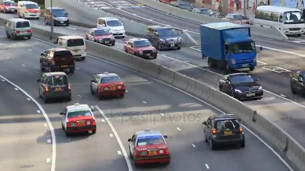 Hong kong şehir merkezinde trafik — Stok video