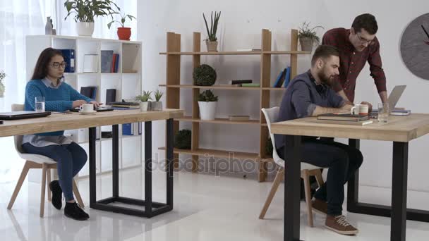 Hipster freelance che parlano di start-up — Video Stock