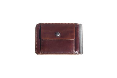 eski deri cüzdan ayırmak izole beyaz arka plan üzerinde