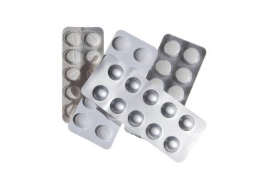 Tablet izole paket beyaz arka plan tıpta