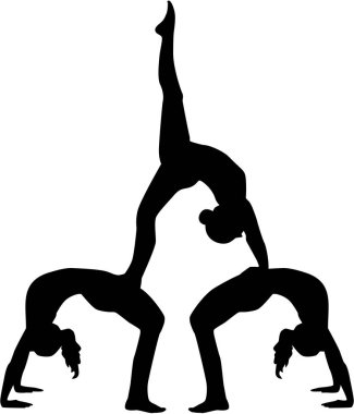 Üç kişi akrobasi silüeti