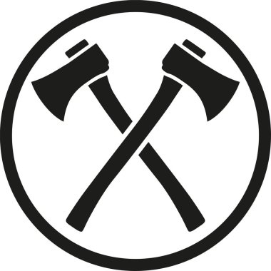 Bir daire içinde çapraz balta