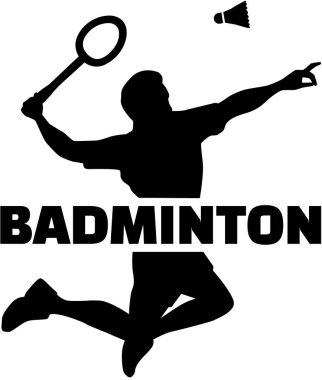 Badminton oyuncu siluet kelime ile