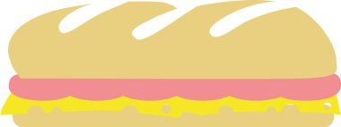 Baget ile jambon ve peynirli sandviç