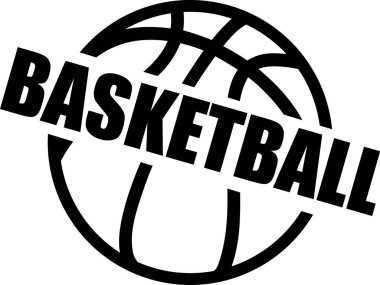 Beyaz arka plan üzerinde kelime ile basketbol