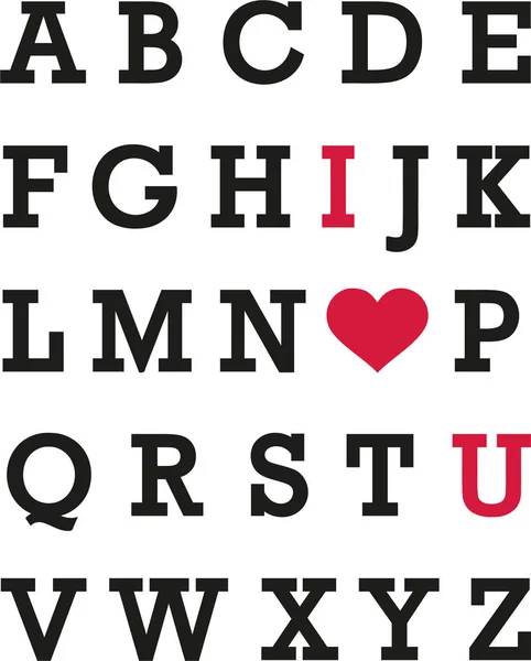 Kocham Cię - alfabet — Wektor stockowy