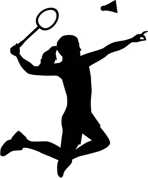 Silueta ženy, Badminton — Stockový vektor