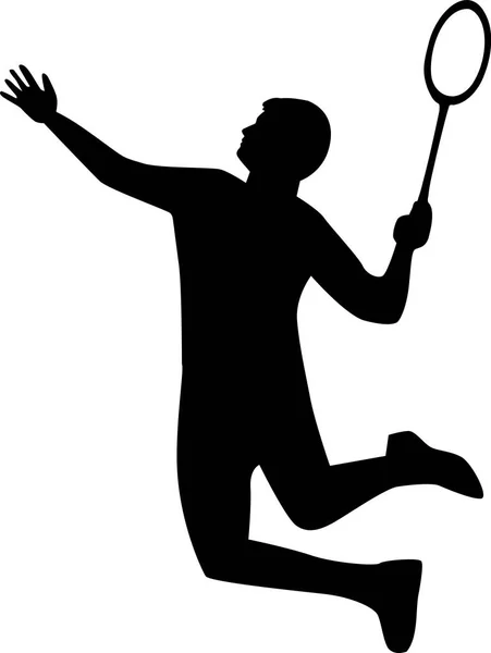 Silhouette giocatore Badminton — Vettoriale Stock