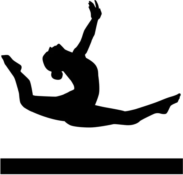 Woman jumping on balance beam — Stock Vector