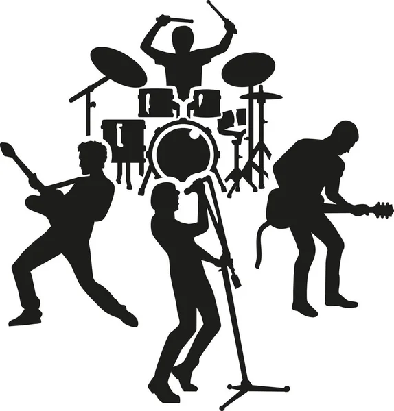 Silhouette de groupe rock — Image vectorielle