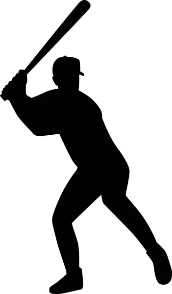 Silueta de béisbol bateador — Vector de stock