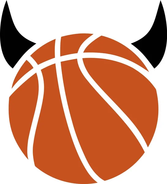 Balle de basket avec cornes diaboliques — Image vectorielle